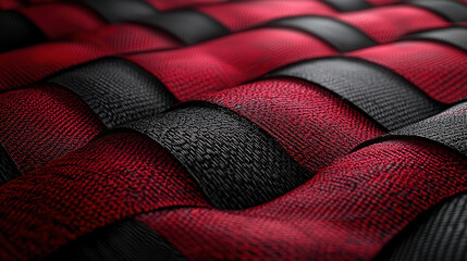 Poster - hypnotic 3d background featu realistic interwoven patterns of vibrant red and black, creating a mesm