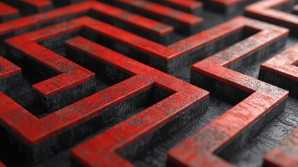 Poster - a kenmima style geometric background featu a realistic 4k side angle view of a complex red and black