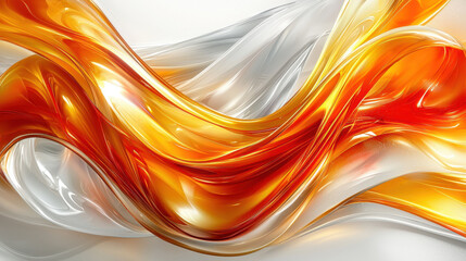 Poster - energetic 3d background design with realistic 4k rende showcasing fluid forms in vibrant orange, yel