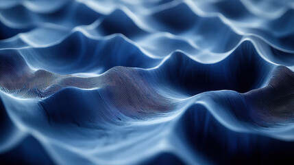 Poster - dynamic blue 3d waves create a realistic kenmima background with flowing, side-lit compositions in d