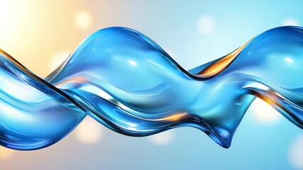 Poster - Fluid Abstract Wave Design with Blue and Orange Color Tones
