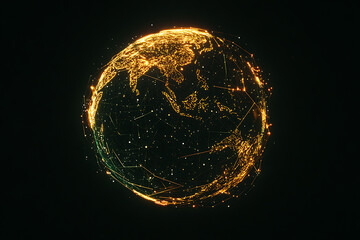 Poster - Abstract representation of a glowing globe with interconnected networks highlighting Asia