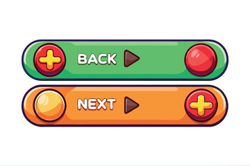 Wall Mural - interactive buttons for navigation with plus and arrow symbols in bright colors, perfect for app or website interface designs