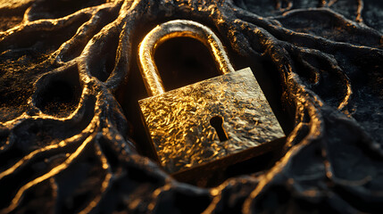 Wall Mural - internet safety padlock