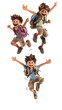 © Kuntil - Cartoon Illustration of Cheerful Boys Jumping With Backpacks on Transparent Background