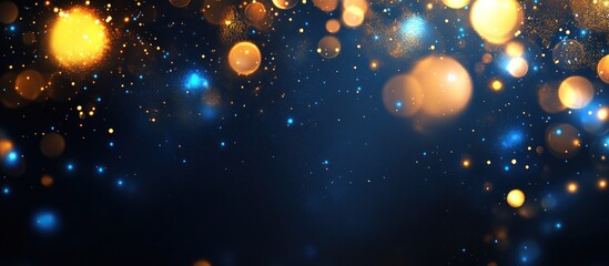 Poster - a mesmerizing symphony of golden and sapphire bokeh lights dance