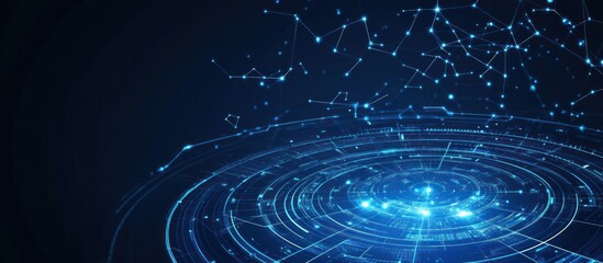 Fototapete - futuristic technology background with glowing circles and connec