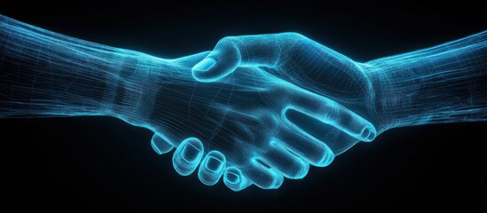 Poster - a digital handshake conveying collaboration, technology, and fut