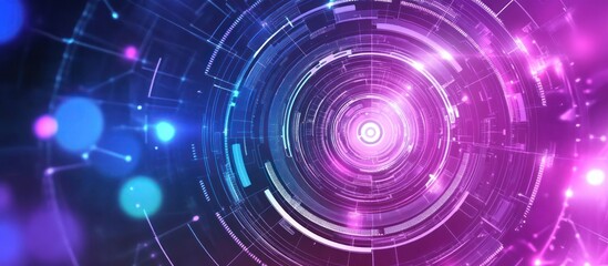 Fototapete - futuristic technology interface with interconnected digital elem