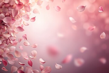 Wall Mural - falling pink petals romantic with blurred background
