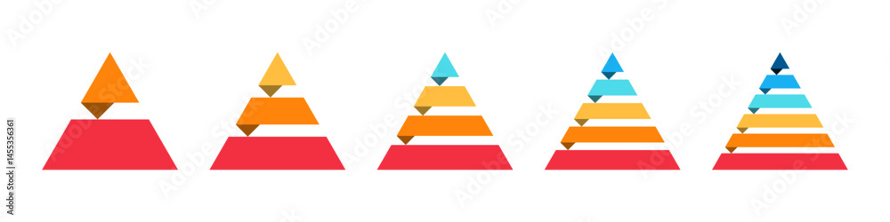 Colorful pyramid. Triangle diagram infographic set. Conceptual ...