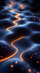 Wall Mural - Abstract digital landscape with glowing, undulating pathways.