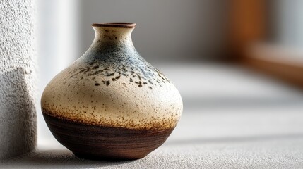 Poster - Elegant ceramic vase on a textured surface with soft lighting.