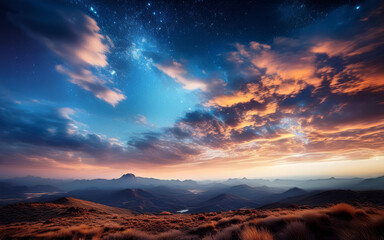 Wall Mural - sunset over the mountains