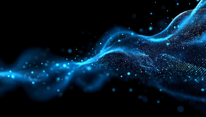 Poster - This vibrant blue digital wave represents movement and innovation in technology. Perfect for abstract backgrounds or futuristic concepts.