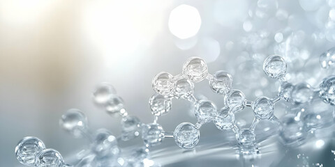 Poster - Close-up of sparkling water droplets on a smooth surface, creating an ethereal and refreshing visual effect, ideal for nature and science themes.