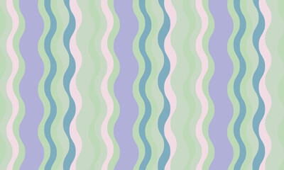 Poster - Serene pastel wavy stripes background.  Perfect for website banners, social media posts, or textile design. Evokes calm, fluidity, and a modern aesthetic.