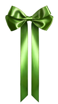 Elegant Green Ribbon Bow Isolated on Transparent Background Photo