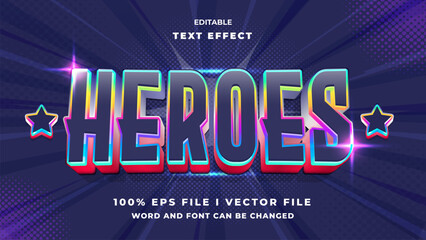 Poster - 3d heroes bold text effect,typhography logo