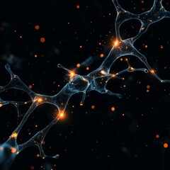 Poster - Futuristic 3D Neural Network in Motion with Geometric Patterns