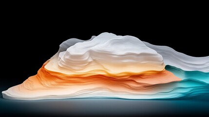 Poster - Abstract Fractal Landscape with Soft Curves and Gradient Colors