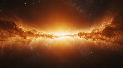 Wall Mural - A brilliant explosion of light and cosmic dust spreads across a star-filled, deep space scene.