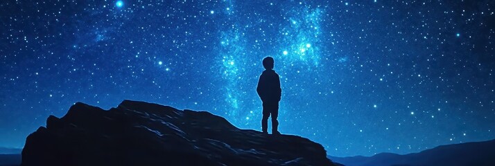 Wall Mural - star in sky. cosmic night sky background with blue stars