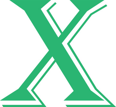 Green Color English Alphabet Letter 