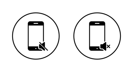 Fototapete - Silent mode phone icon on circle line. Mute smartphone sign symbol