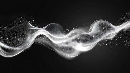 Fototapete - Abstract white waves on dark background (1)