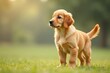 © chaiwat - Golden Retriever puppy stands, tail wagging gently , isolated, standing