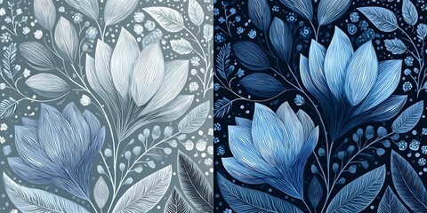 Poster - Design a repeating elegant Mexican-inspired pattern with intricate linework and delicate floral motifs, using a subtle color palette for a bold fabric look
