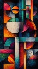 Poster - Geometric composition with vibrant colors and abstract shapes concept