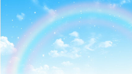 Wall Mural - sky blue, cloud background, horizon summer clear sky image, rainbow sky. vector landscape