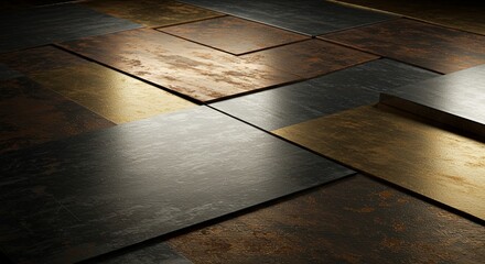 Poster - A mosaic of different colored tiles on a floor
