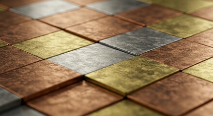 Poster - A mosaic of colored tiles with a metallic sheen