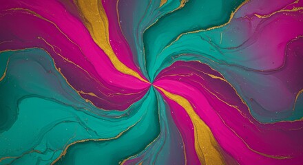 Poster - A colorful swirl of paint with gold accents
