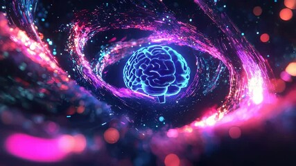 Fototapete - Vibrant Abstract Brain Illustration in Cosmic Energy Swirl Design