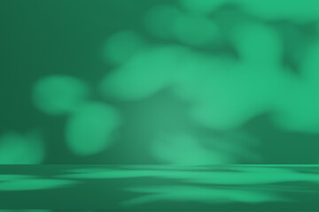 Leinwandbilder - Wall interior background, studio and backdrops show products. with leaf shadow from window color green and white. background for text insertion and presentation of product	