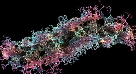 Aufkleber - A colorful, abstract image of a long, thin line of bubbles