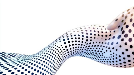 Poster - Abstract 3D Rendering of Light Gray Wave with Blue to Black Gradient Dot Pattern