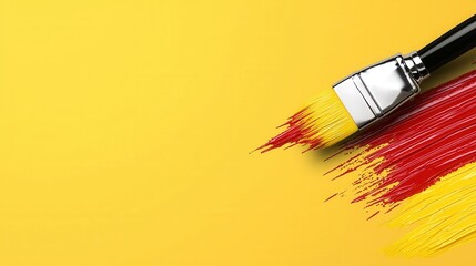 Poster - Abstract Paintbrush Strokes Yellow and Red on Yellow Background