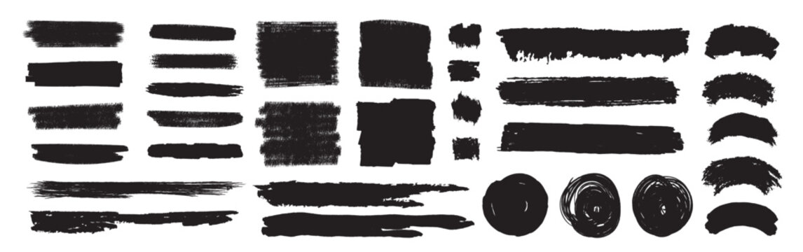 Set of Brush strokes text boxes, Paintbrush Grunge design elements, Hand drawn Grunge texture, Horizontal, Lines, Circles vector illustrator