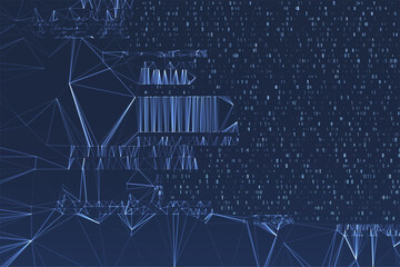Poster - Abstract space polygonal illustration. Big data code representation. Graphic concept for your design.
