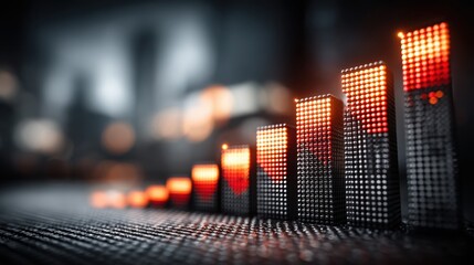 Poster - A city skyline illuminated by a red light symbolizing strategic planning in corporate finance strategy icon concept
