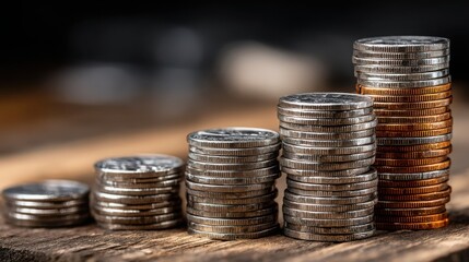 Poster - Stack of coins representing daily profit tracking and short term financial gains in investment and wealth management