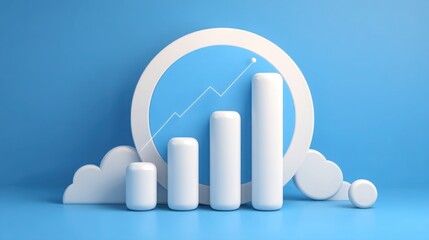 Poster - Cloud with graph bar illustrating data-integrated yield concept for analyzing earnings from smart investments