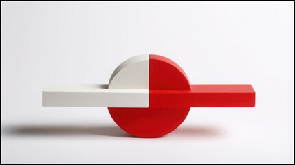 Poster - Red and white object representing data harmony in concept for balanced financial insights and real-time analysis