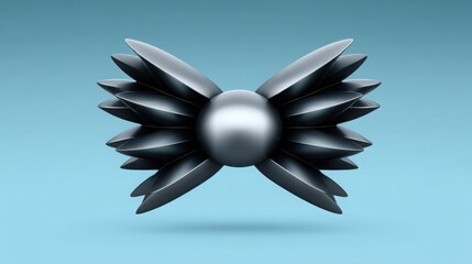 Poster - A unique metal object set against a blue background representing conceptual ideas of peace and information harmony