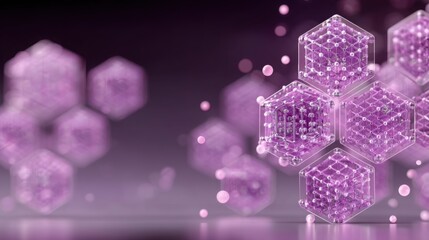 Poster - Bunch of purple hexagons representing modern design trends in digital art and geometric patterns